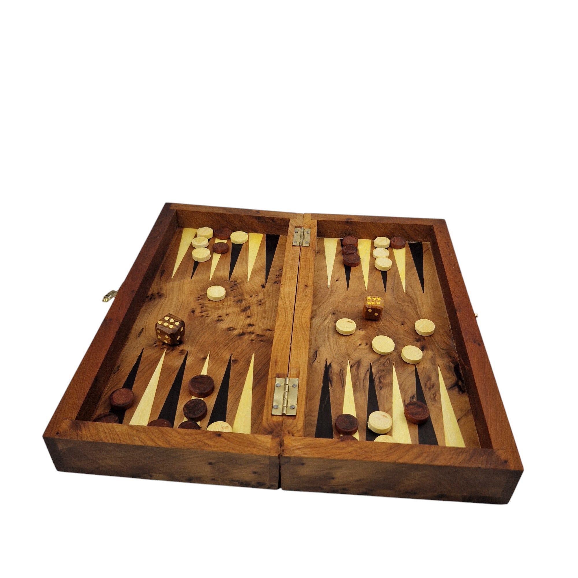 Handmade Thuya Burl Chess & Backgammon Board