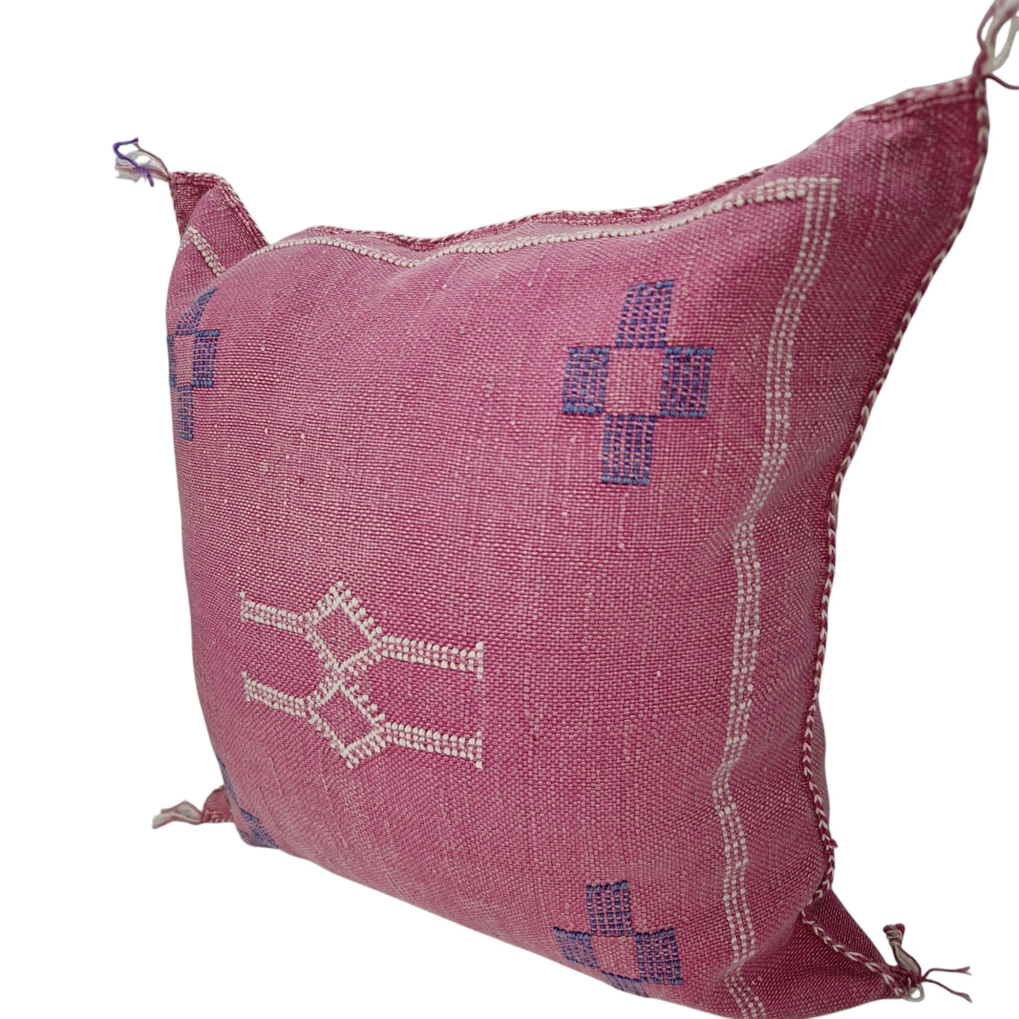 Handwoven Moroccan cactus Silk Pillow, 20x20 inch