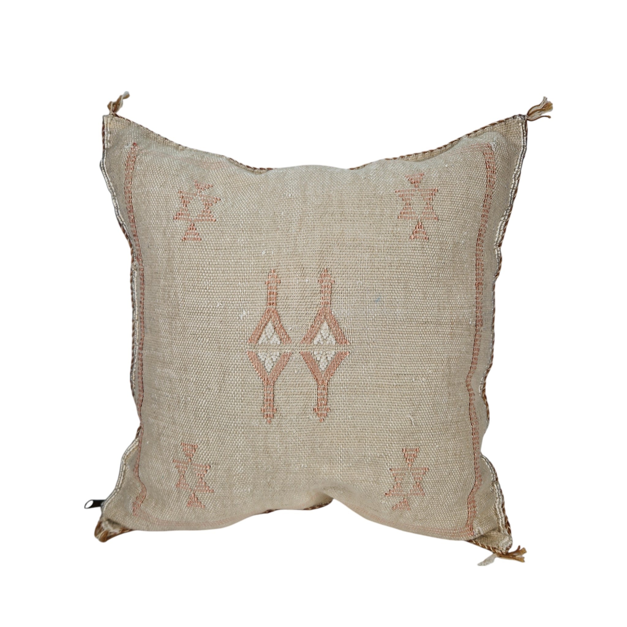 Handwoven Moroccan cactus Silk Pillow, 20x20 inch