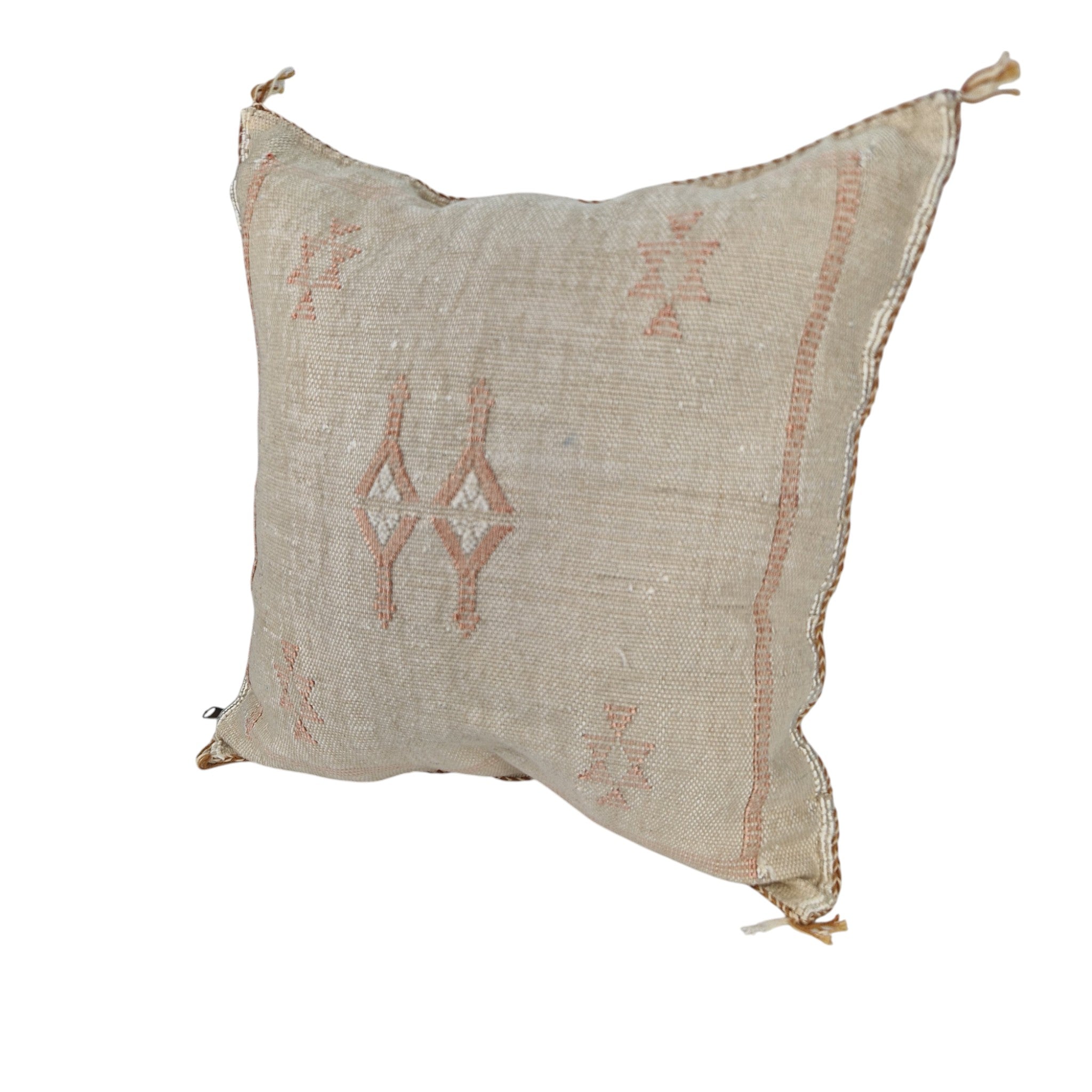 Handwoven Moroccan cactus Silk Pillow, 20x20 inch