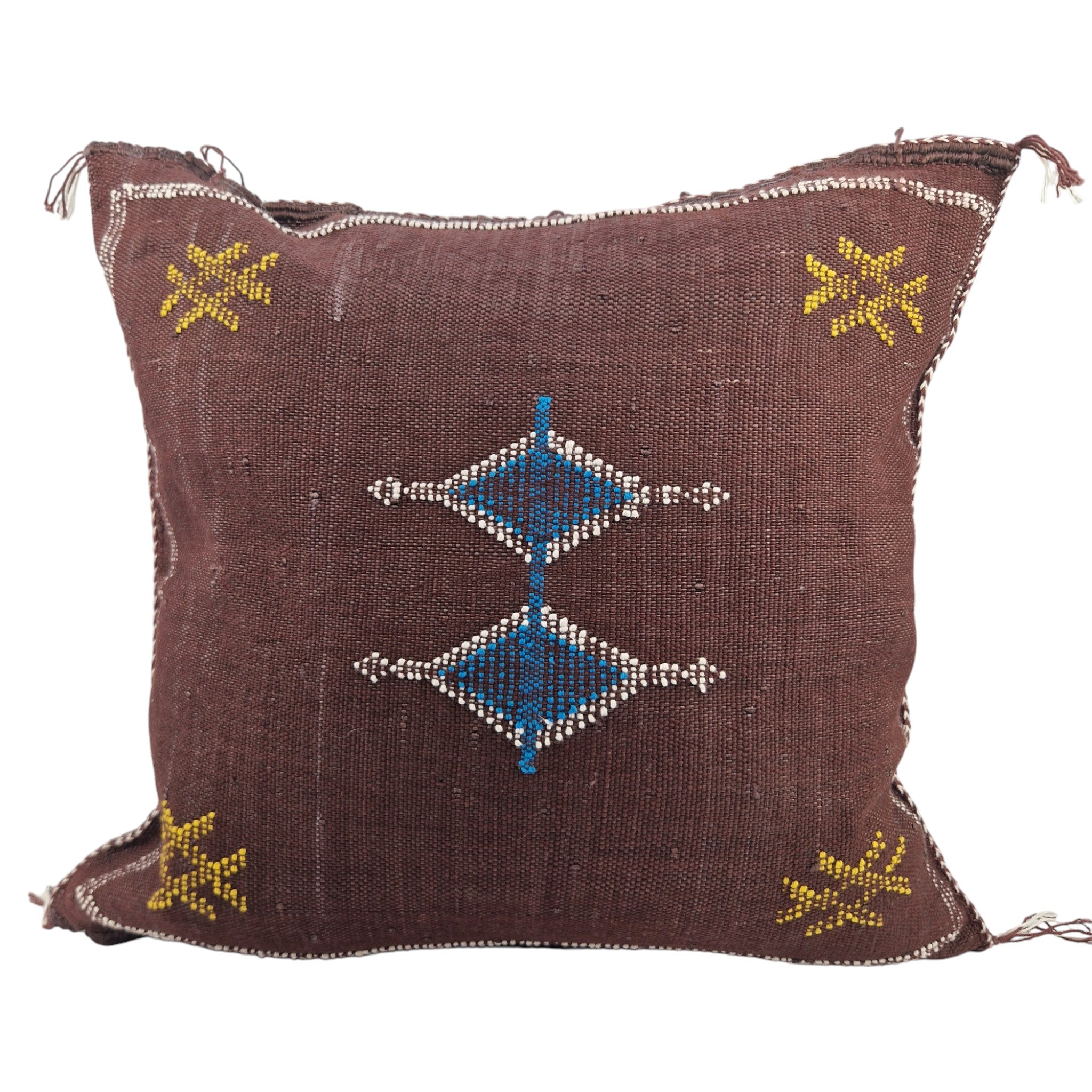 Handwoven Moroccan cactus Silk Pillow, 20x20 inch