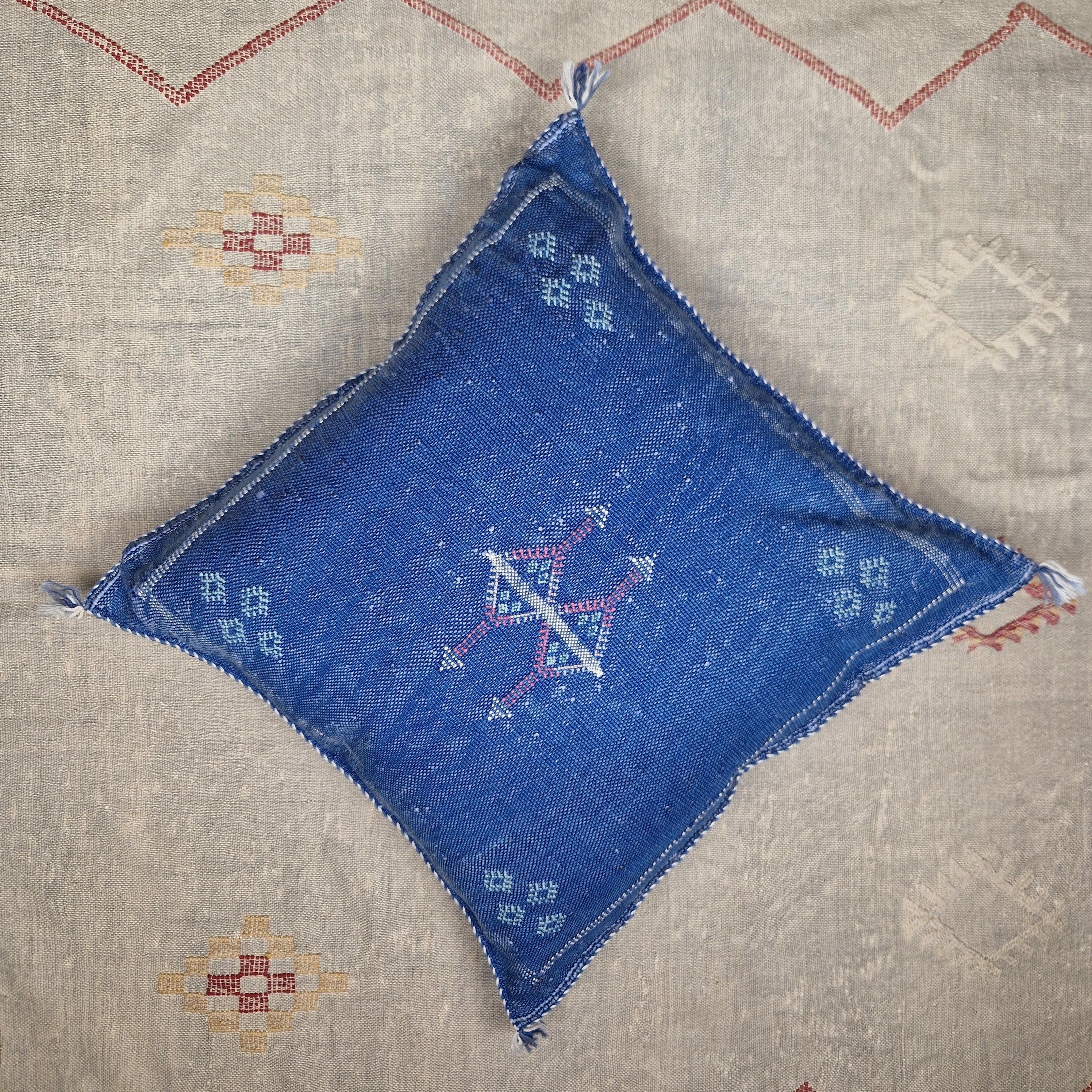 Handwoven Moroccan cactus Silk Pillow, 20x20 inch