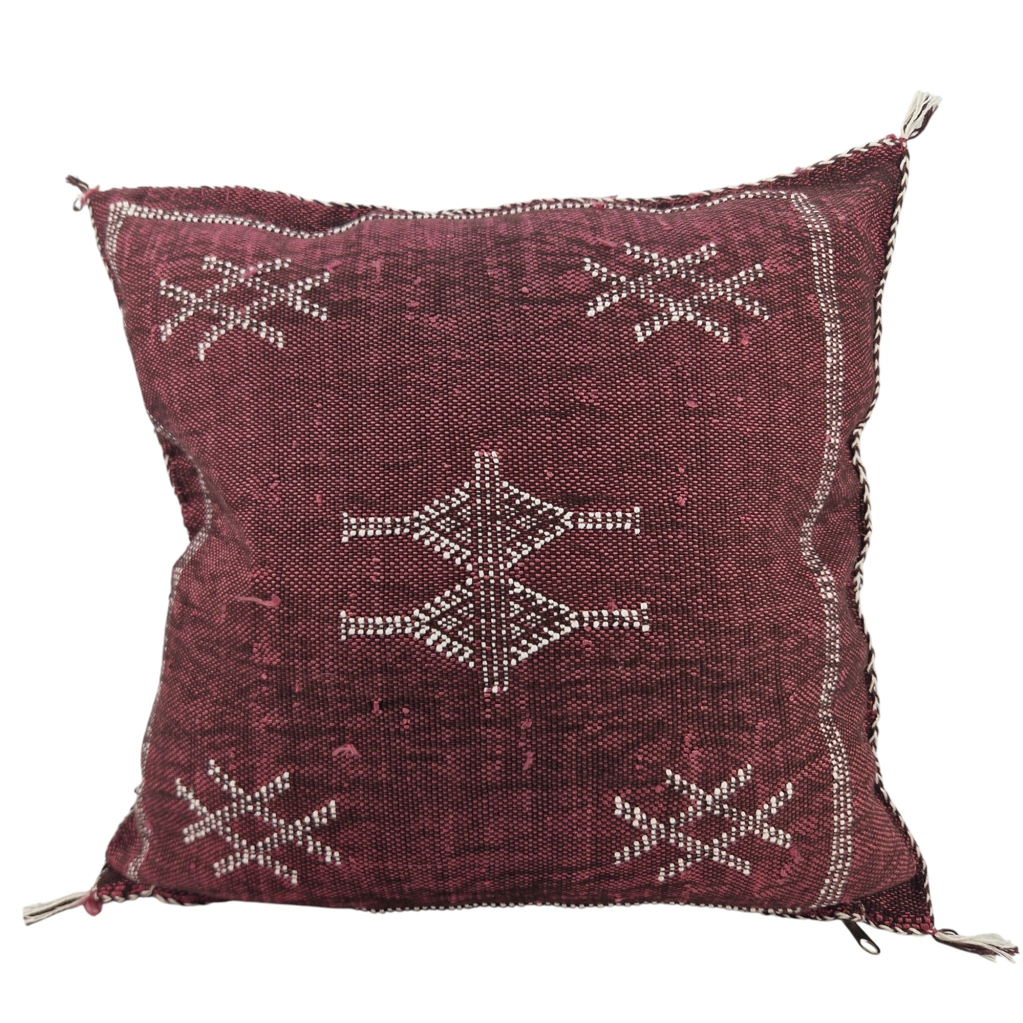 Handwoven Moroccan cactus Silk Pillow, 20x20 inch