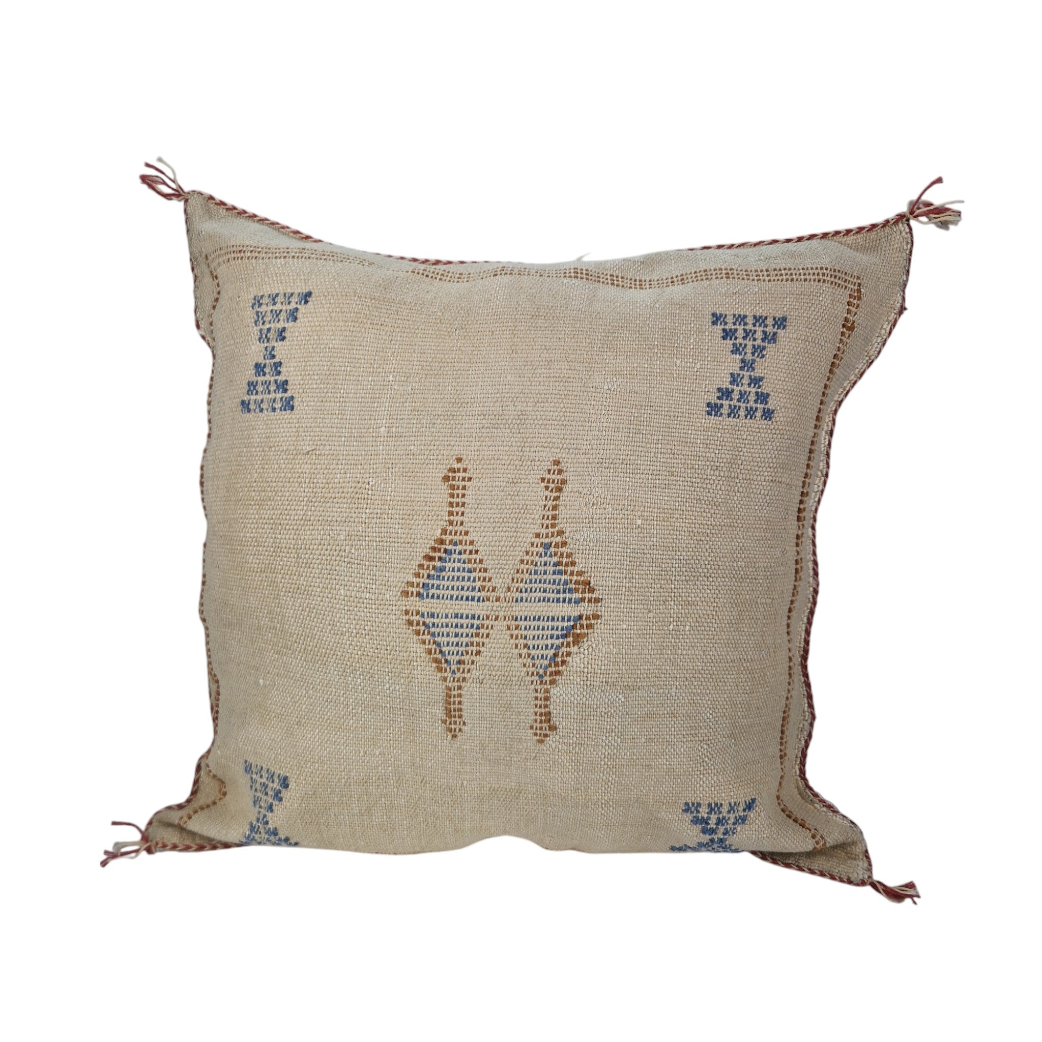 Handwoven Moroccan cactus Silk Pillow, 20x20 inch
