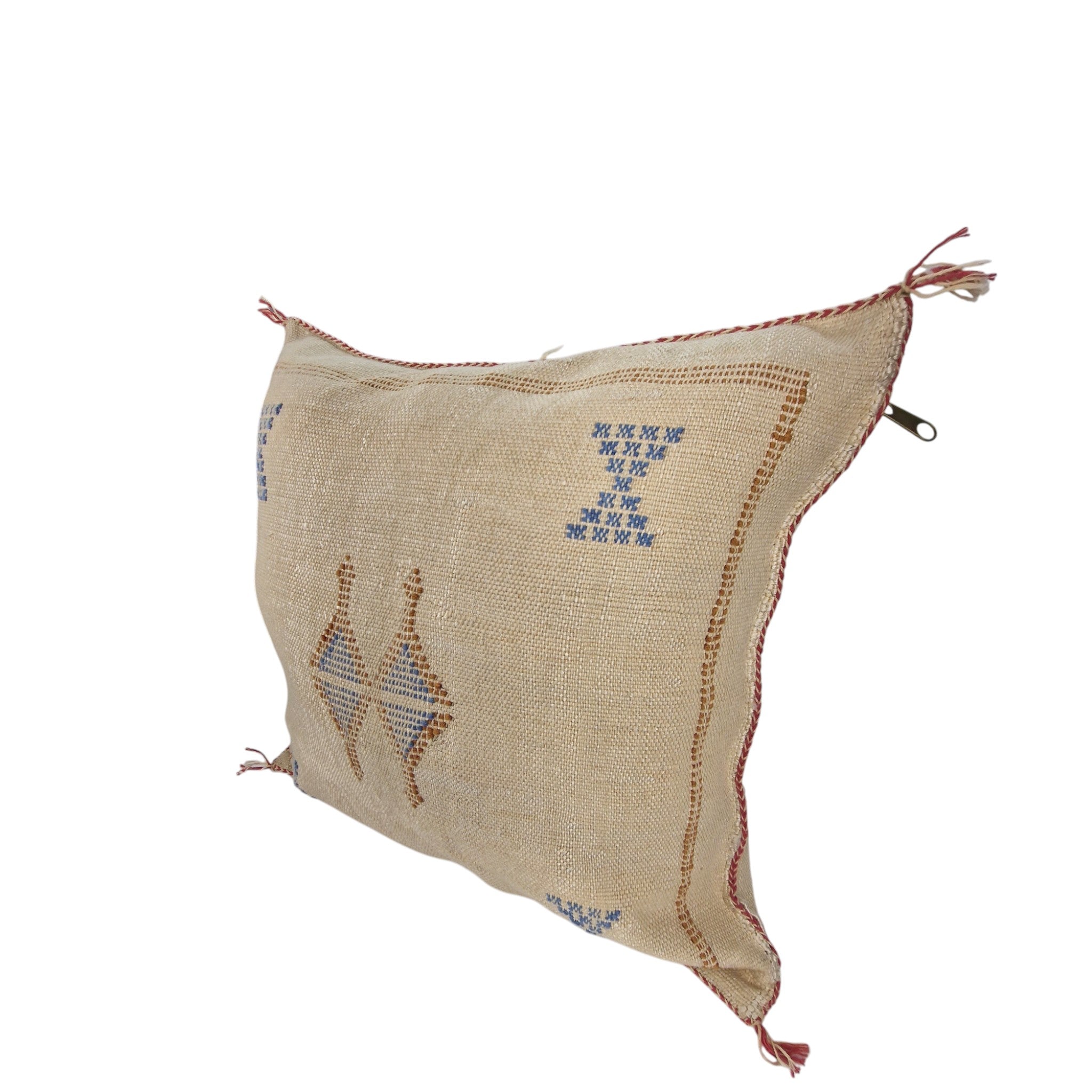 Handwoven Moroccan cactus Silk Pillow, 20x20 inch