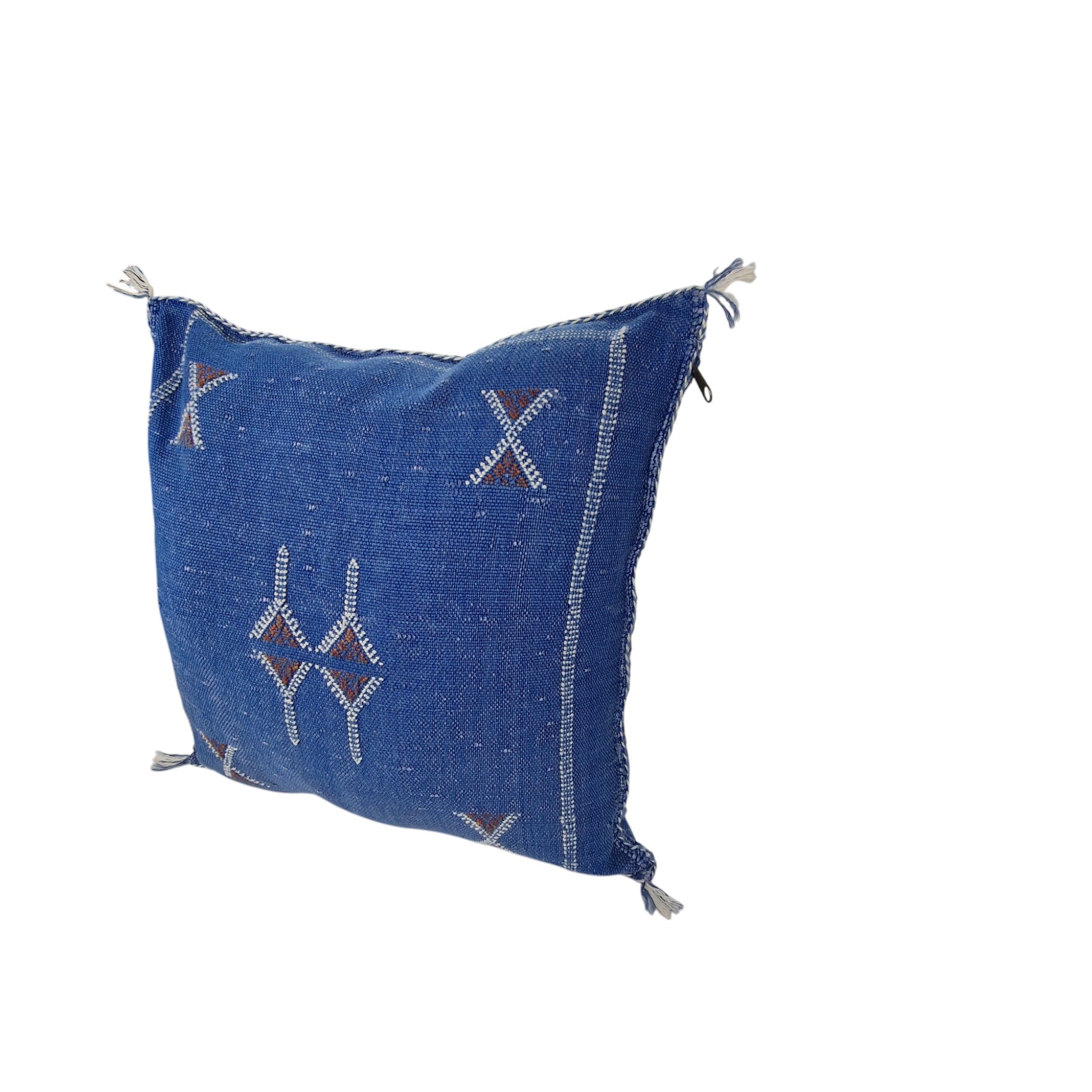 Handwoven Moroccan cactus Silk Pillow, 20x20 inch