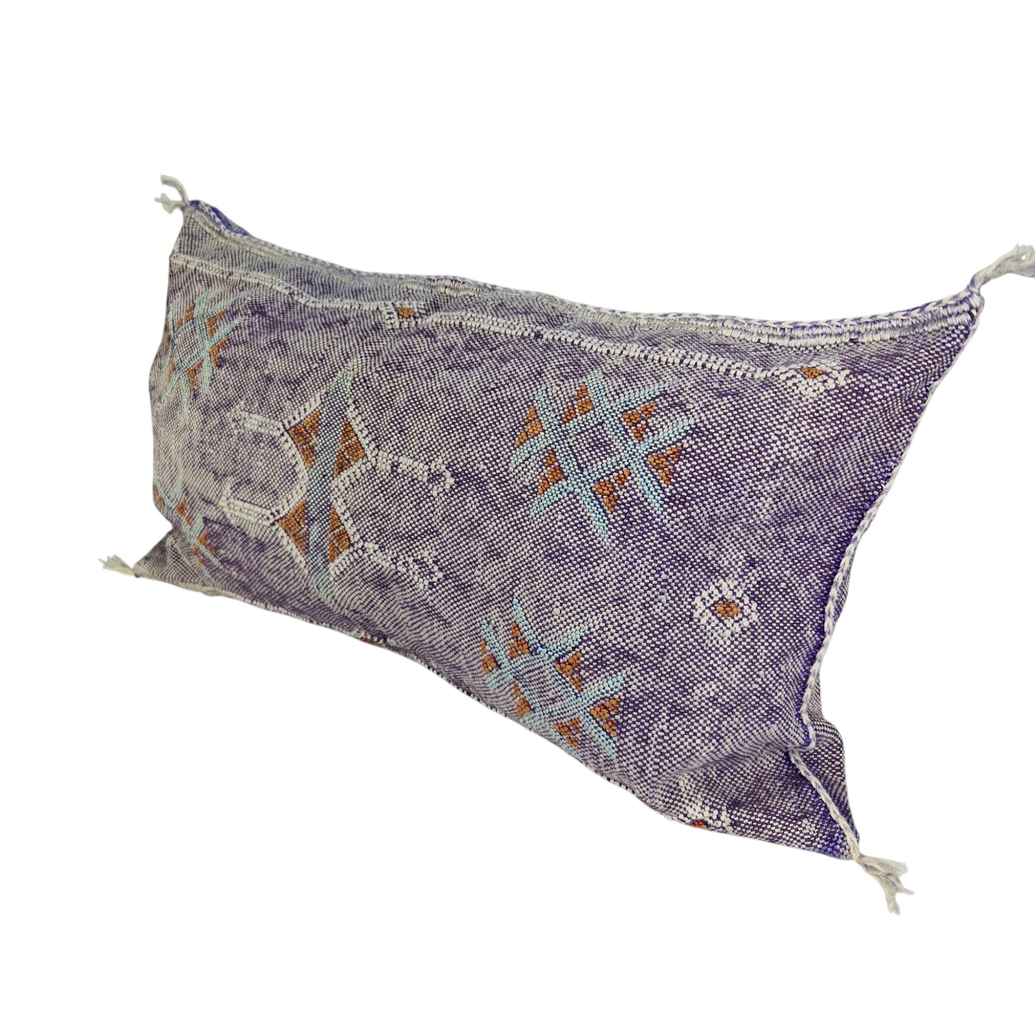 Handwoven Moroccan cactus Silk Pillow, 20x14 inch