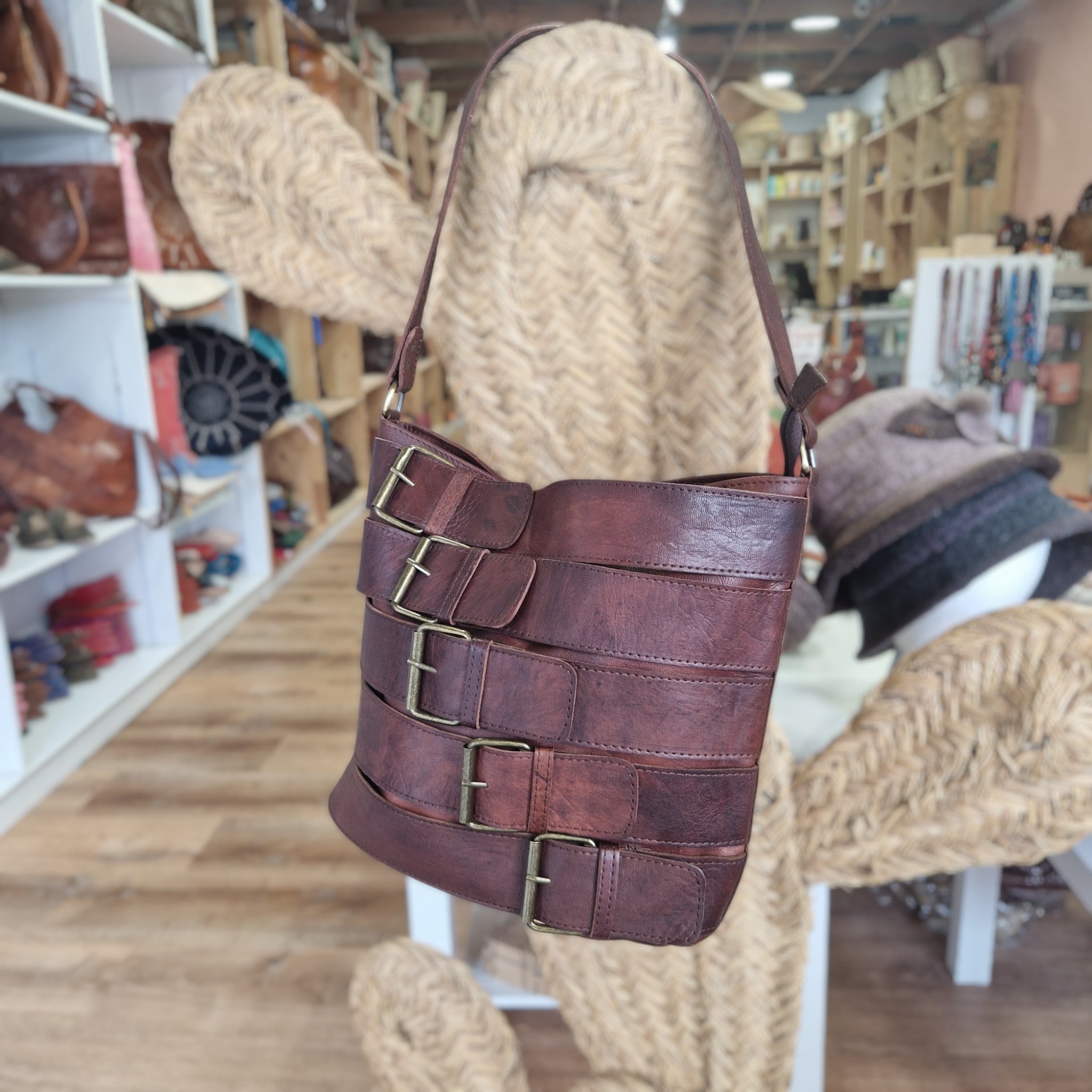Leather Handbag of Buckle