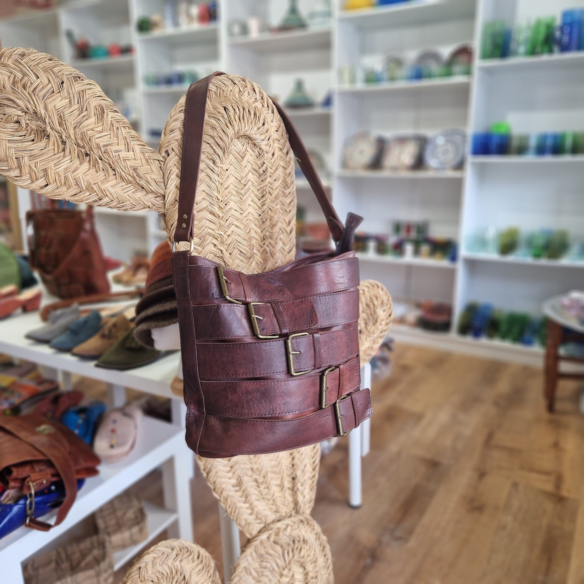 Leather Handbag of Buckle