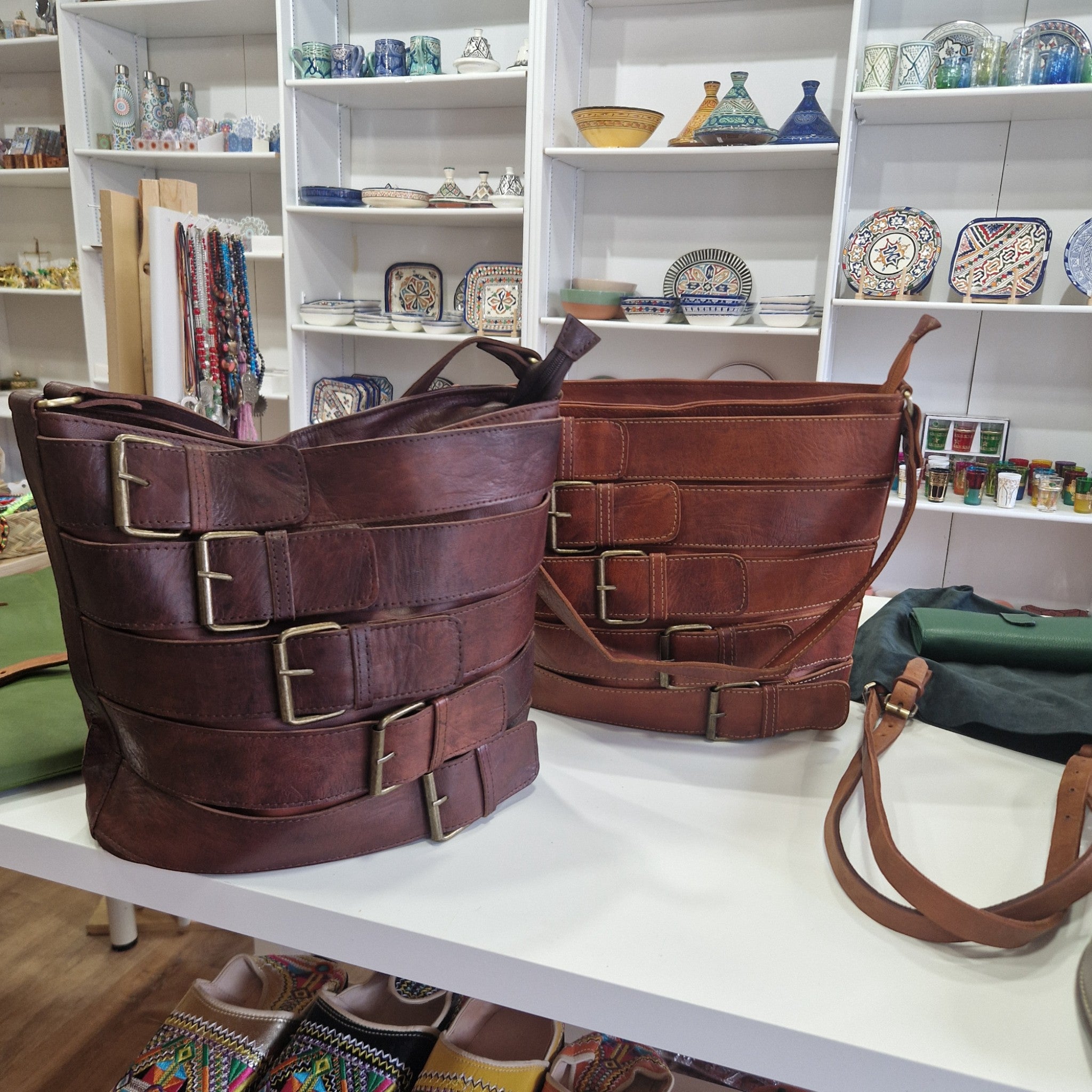 Leather Handbag of Buckle