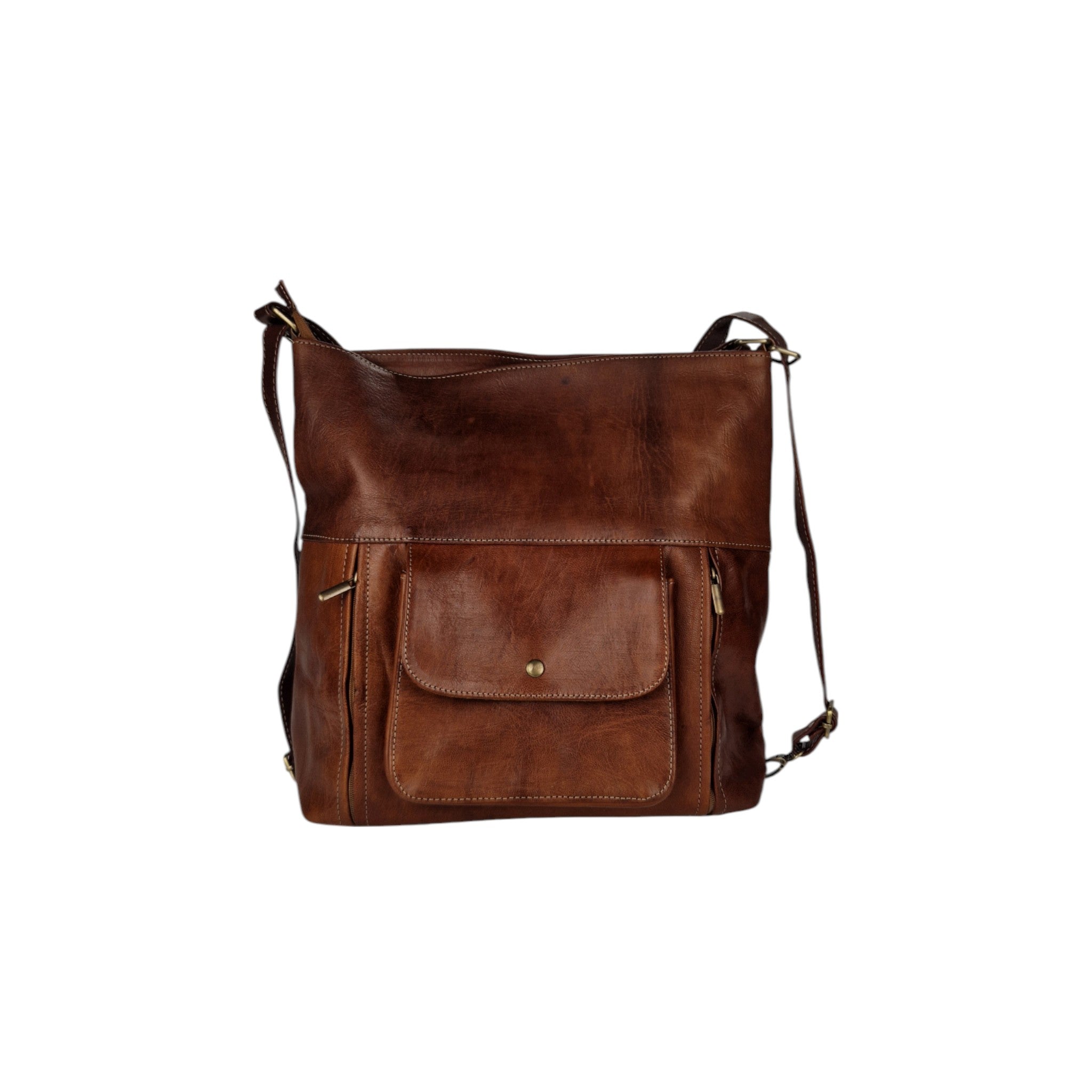 Convertible Leather Backpack, Handbag & Crossbody Bag
