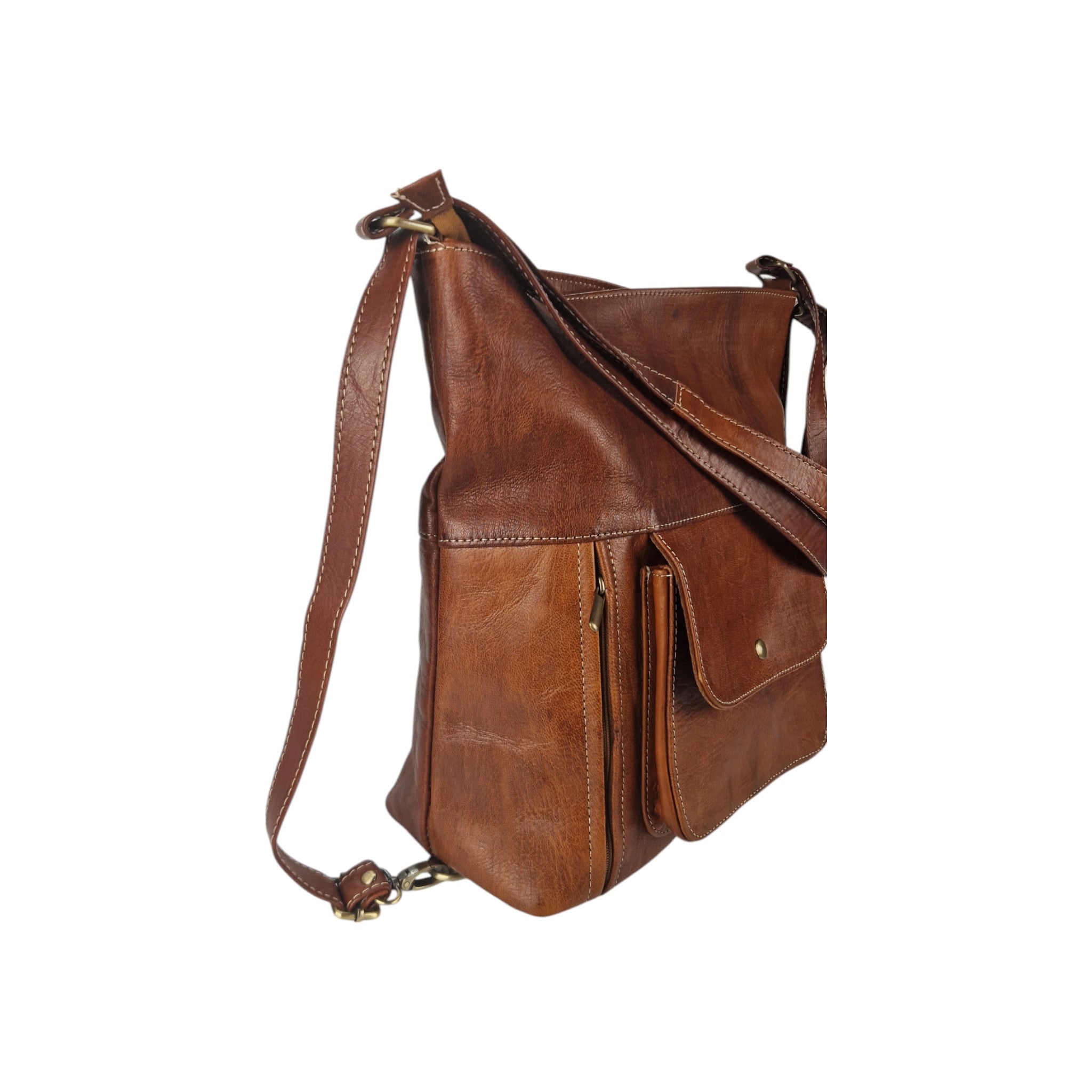 Convertible Leather Backpack, Handbag & Crossbody Bag