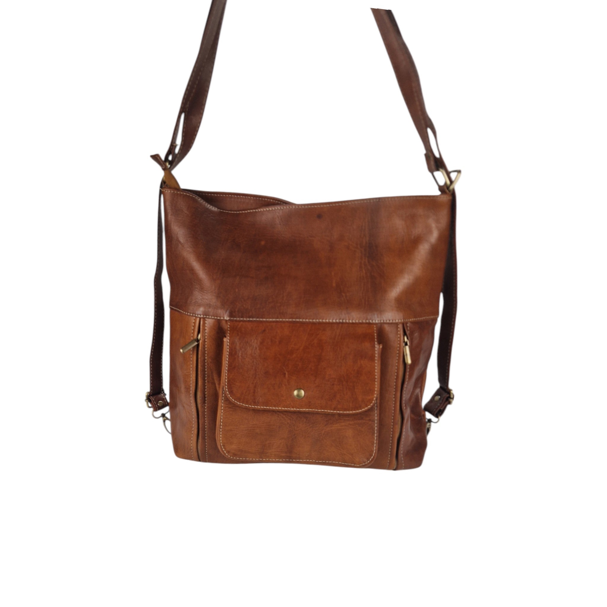 Convertible Leather Backpack, Handbag & Crossbody Bag