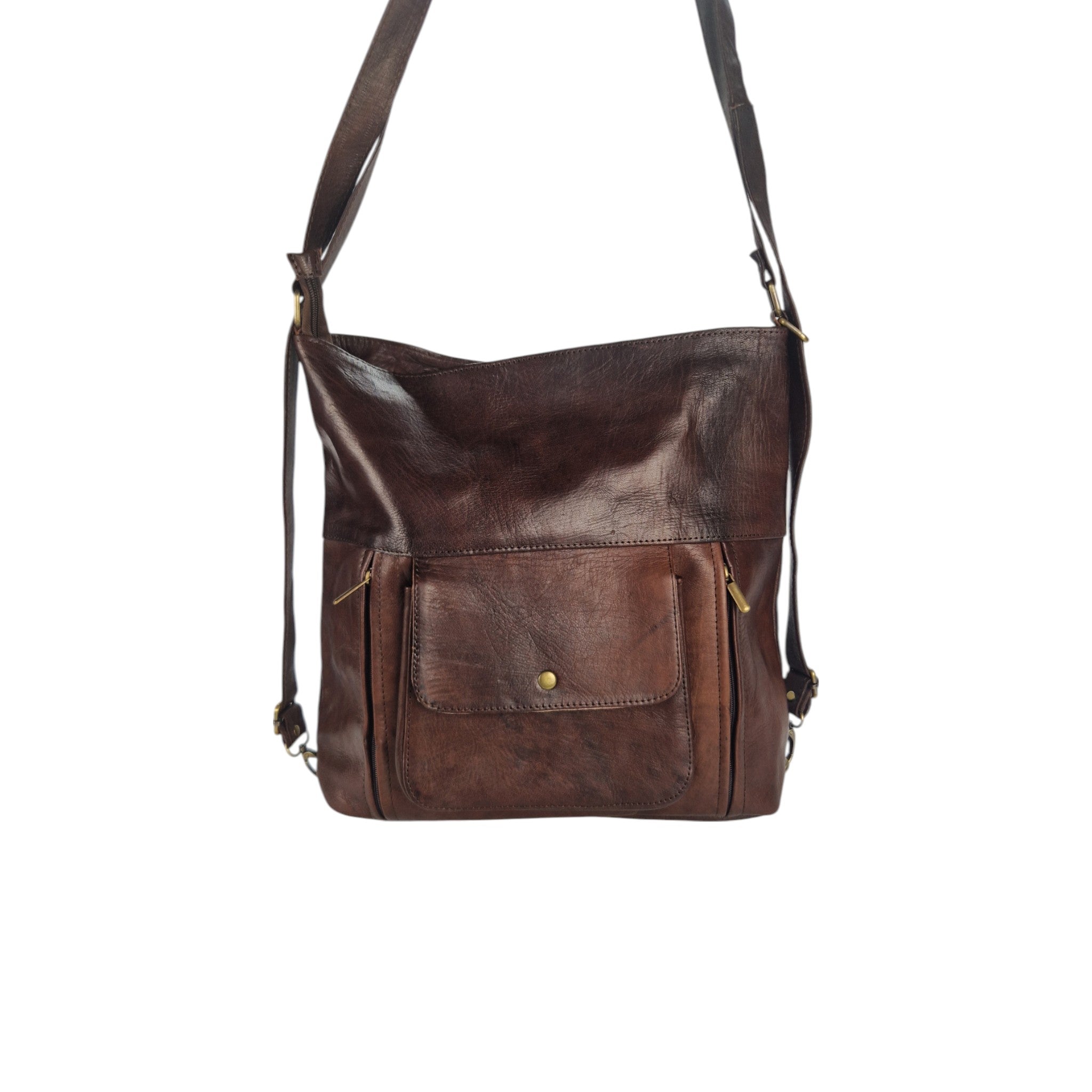 Convertible Leather Backpack, Handbag & Crossbody Bag